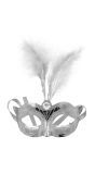 Venetiaans Oogmasker Metallic Zilver met Veer