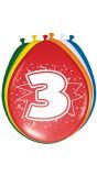 Verjaardag 3 Jaar Ballonnen 8 Stuks