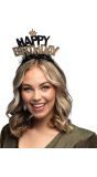 Verjaardag 'Happy Birthday' Diadeem Zwart/Goud