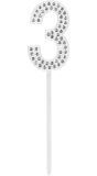 Verjaardag Taarttopper Diamant Cijfer 3 Zilver