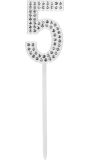 Verjaardag Taarttopper Diamant Cijfer 5 Zilver