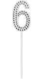 Verjaardag Taarttopper Diamant Cijfer 6 Zilver