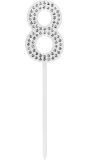 Verjaardag Taarttopper Diamant Cijfer 8 Zilver
