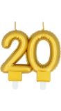 Verjaardagskaarsje Cijfer 20 Goud