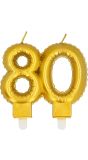 Verjaardagskaarsje Cijfer 80 Goud