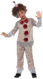 Vintage Clown Jongens Kostuum Grijs Rood
