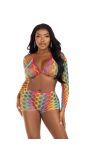 Vrolijke Multicolor Regenboog Top, Shrug & Shorts Set