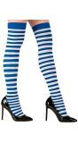Wit Blauw Gestreepte Kniekousen