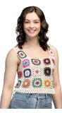 Wit Bloemen Crochet Dames Top Festival