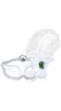 Wit Oogmasker met Veer en Roos