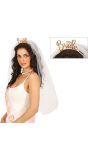 Witte Bruidssluier met Tiara Dames