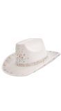 Witte Cowboyhoed met Diamantjes