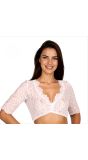 Witte Dirndl Blouse Kant Driekwart Mouw Dames