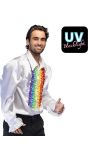 Witte Disco Blouse Heren met Regenboog Ruches