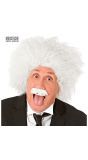 Witte Einstein Pruik met Snor