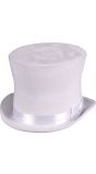 Witte Fluwelen Hoge Hoed met Band