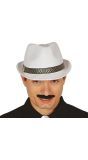 Witte Gangster Hoed met Gouddetail