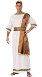 Witte Griekse God Kostuum met Bruine Sjerp Heren
