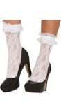 Witte Kanten Sokken 19e Eeuw Vintage Dames