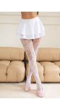 Witte Kanten Visnet Panty met Bloemen