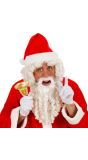 Witte Luxe Kerstman Pruik met Baard, Snor en Wenkbrauwen