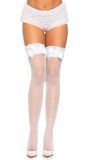 Witte Visnet Kousen met Witte Strik en Kant