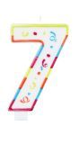 Xl Gekleurde Taartkaars 7 met Houder