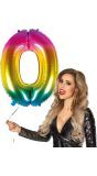Xxl Regenboogkleurige Folieballon Cijfer 0