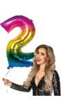 Xxl Regenboogkleurige Folieballon Cijfer 2
