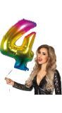 Xxl Regenboogkleurige Folieballon Cijfer 4