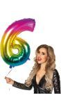 Xxl Regenboogkleurige Folieballon Cijfer 6