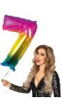 Xxl Regenboogkleurige Folieballon Cijfer 7
