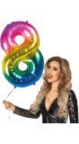 Xxl Regenboogkleurige Folieballon Cijfer 8