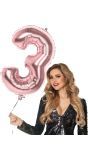Xxl Rosegoud Folieballon Cijfer 3