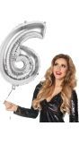 Xxl Zilveren Folieballon Cijfer 6