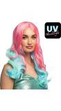 Zeemeermin Pruik UV Neon Pastel Lange Krullen