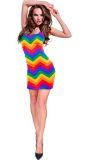Zigzag Regenboog Jurkje Dames