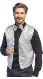 Zilver Glitter Kostuumset Heren Met Gilet En Vlinderstrik