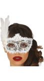 Zilver Pailletten Masker Veer