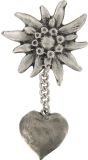 Zilveren Edelweiss Broche met Hartje Oktoberfest Metaal