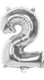 Zilveren Folieballon Cijfer 2