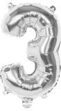 Zilveren Folieballon Cijfer 3