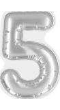 Zilveren Folieballon Sticker Nummer '5'