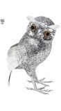 Zilveren Glitter Uil Decoratie