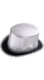 Zilveren Hoge Hoed met Pailletten Rand