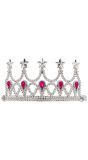 Zilveren Kroontje met Roze Steentjes