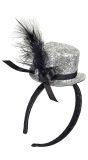 Zilveren Mini Glitter Hoedje met Veer