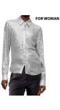 Zilveren Pailletten Blouse Dames