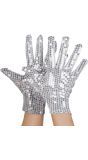 Zilveren Pailletten Handschoenen Kort