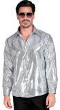 Zilveren Pailletten Party Blouse Heren